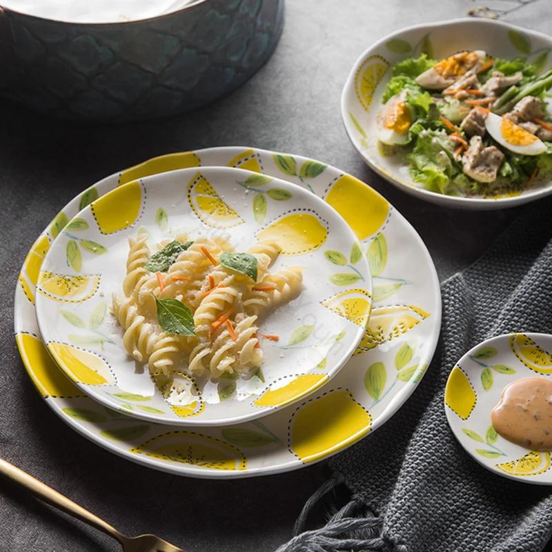 Creative Circular Ceramic Plates Restaurant Steak Plates Delicious Household Dishes Deep Soup Plate Exquisite Tableware