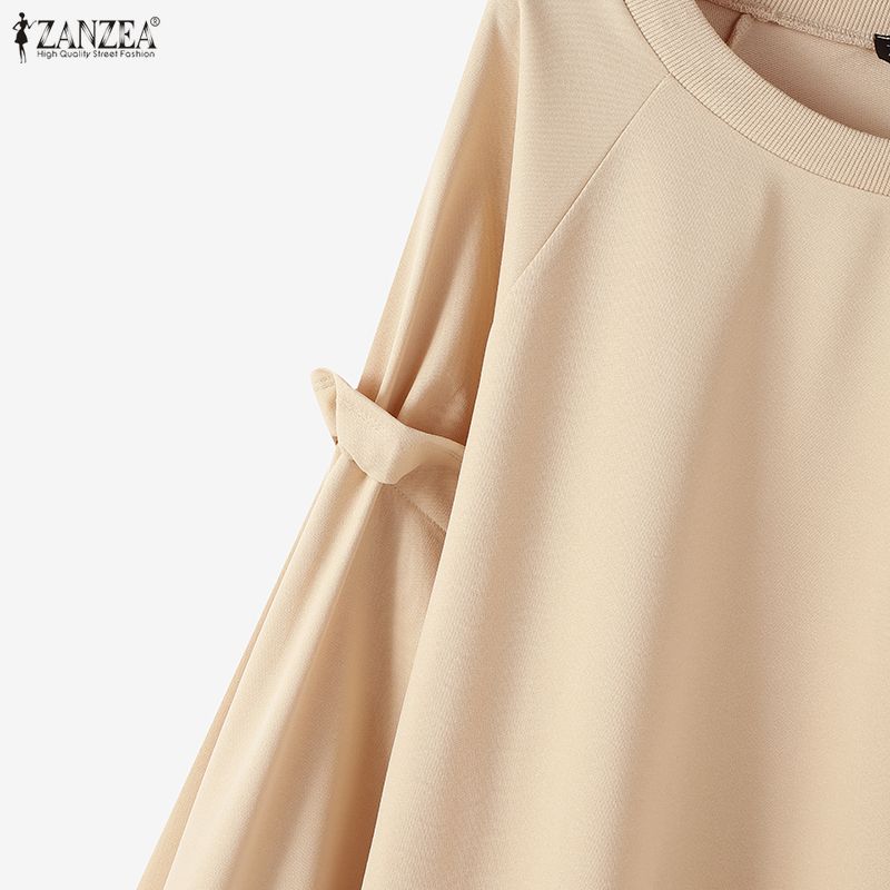 ZANZEA Women Casual Round Neck Loose Long Sleeve Spring T-Shirts