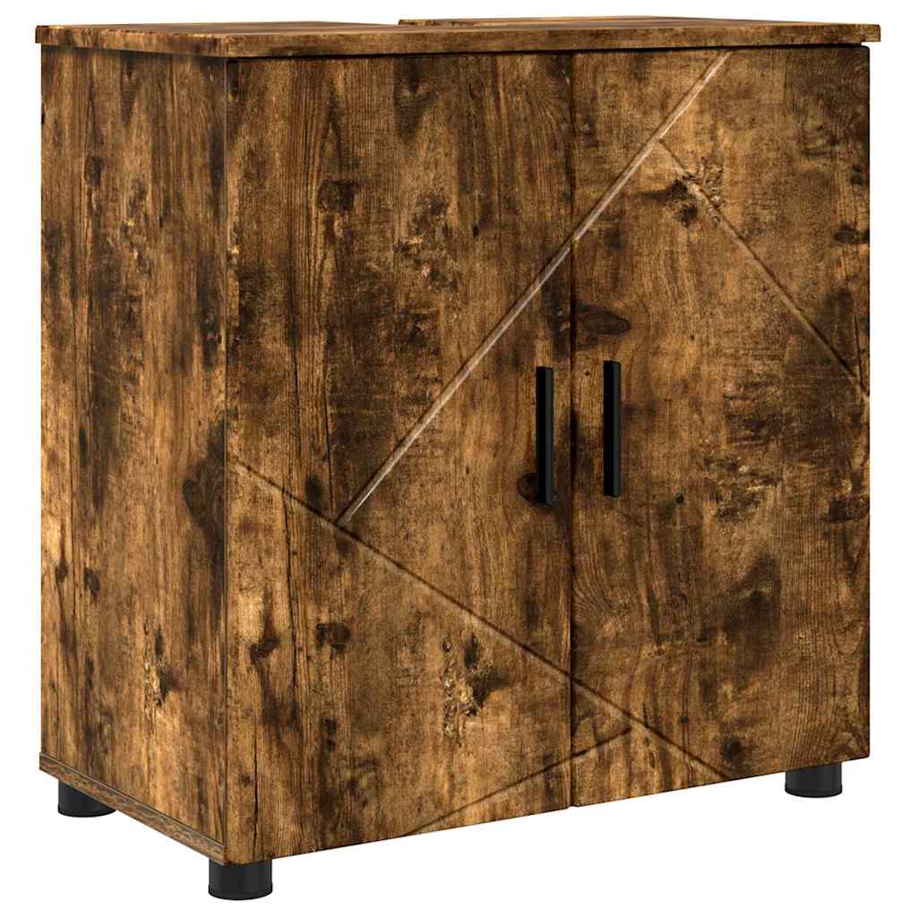 Bathroom Cabinet with Door Smoked Oak 61 x 35 x 64 cm