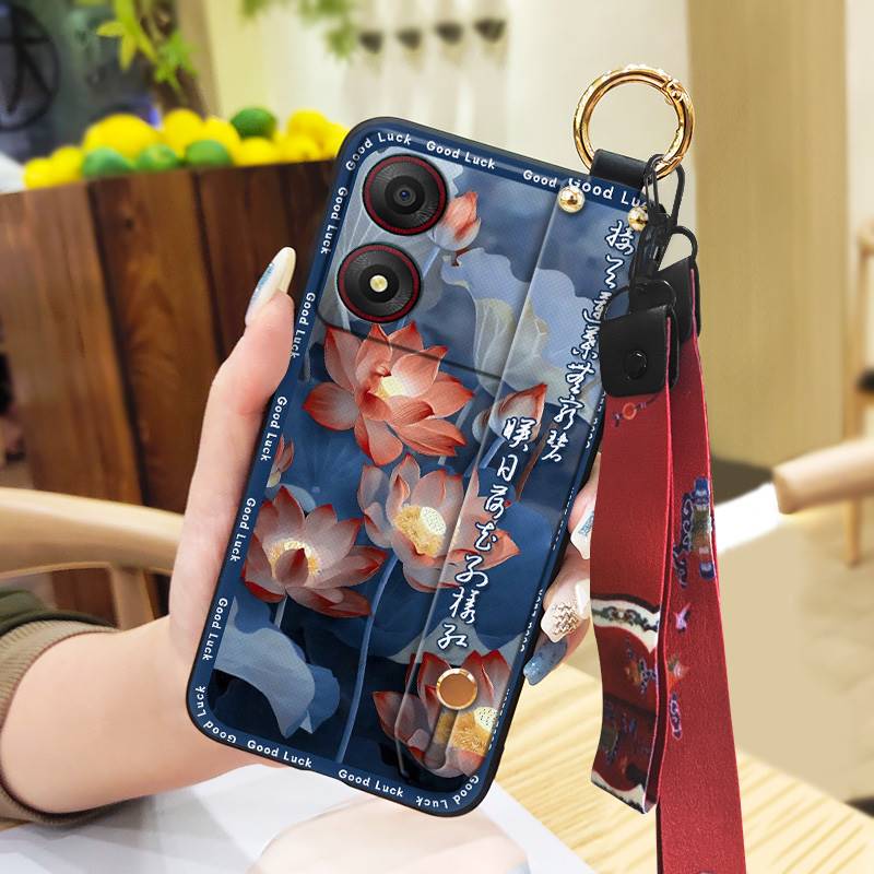 Wristband Wrist Strap Phone Case For ZTE Blade A34 Durable Fashion Phone Holder Protective Anti-dust Shockproof Lanyard