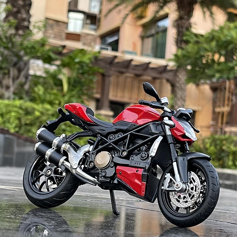 1/12 DUCATI Streetfighter V4 Carbon Red Die Cast Toy Vehicles Collectible Hobbies Motorcycle Model Toys Childrens Birthday Gifts