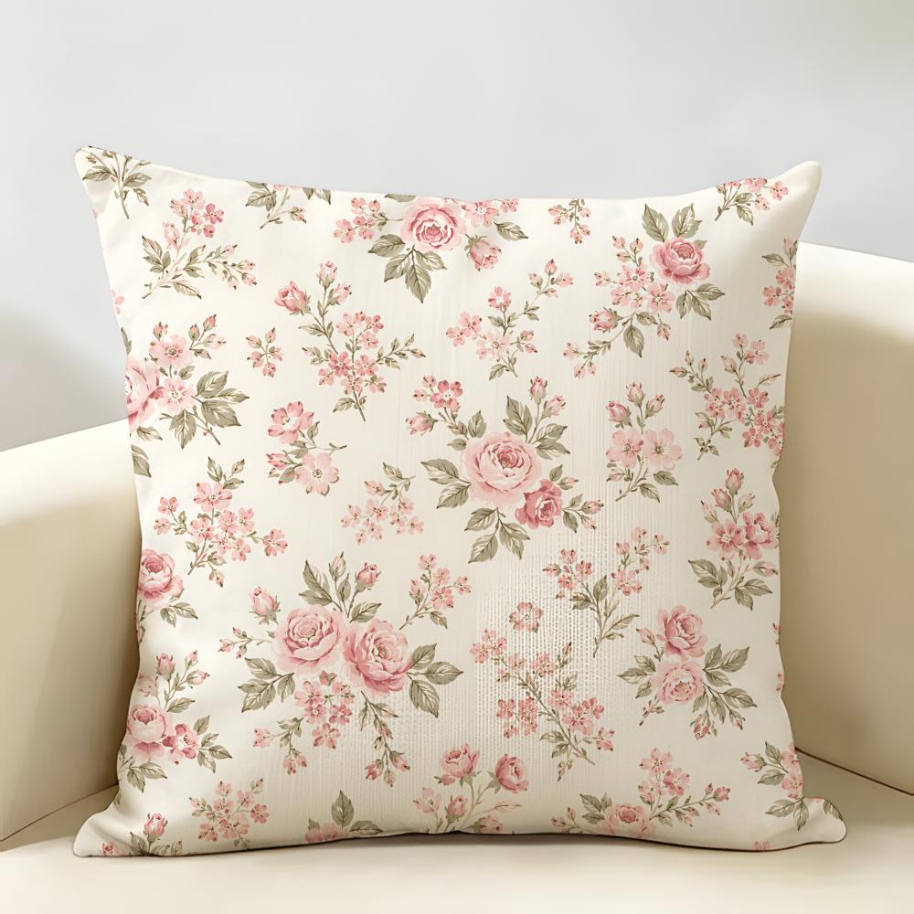 Vintage Ditsy Floral Country Bloom Cushion Cover Natural Linen Organic Fabric DoubleSided Printing Room Sofa Decor Pillow Case