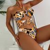 Printed Multicolor Halter Tie Back One Piece Swimsuit Women Sexy Fit Swimwear Beach Pool Vacation
