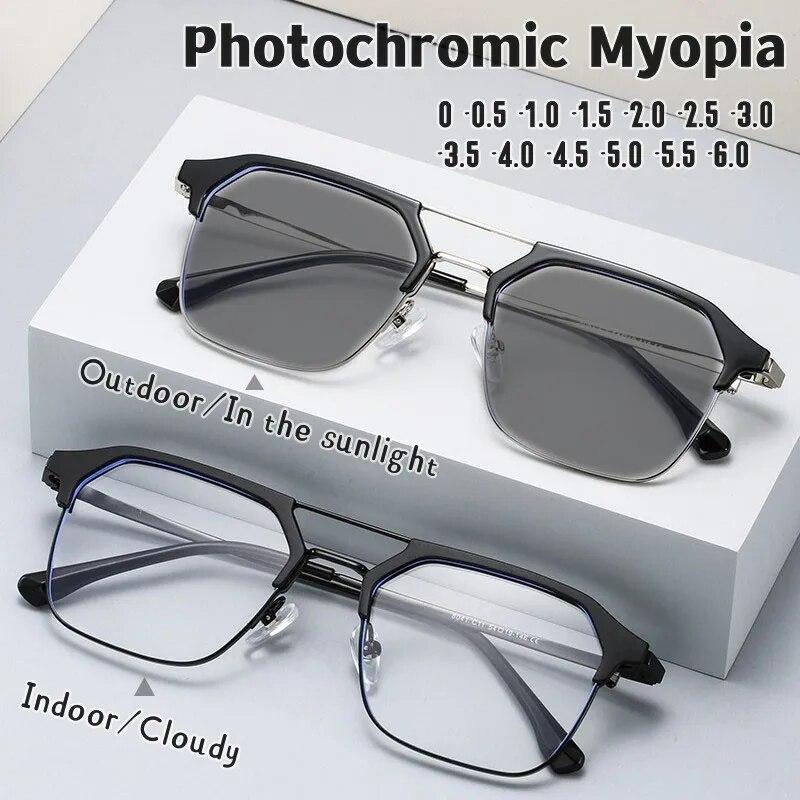 Ochelari fotocromatici la modă pentru miopie Ochelari unisex pentru vedere aproape Ochelari de ochi vintage care schimbă culoarea bărbați pentru femei Ochelari cu dioptrie minus