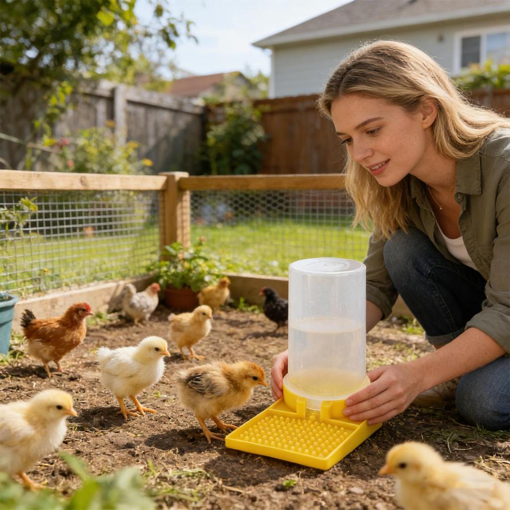 Quail Feeder No Waste Leakproof Large Capacity Clear Feeder Poultry Water Cup Feeding Container for Geese Ducks Hens Chicks