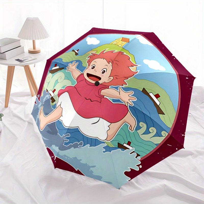 Spirited Away Automatic Folding Umbrella with Sturdy Iron Frame, Portable Compact Travel Umbrella All-Season Use Parties 0807059