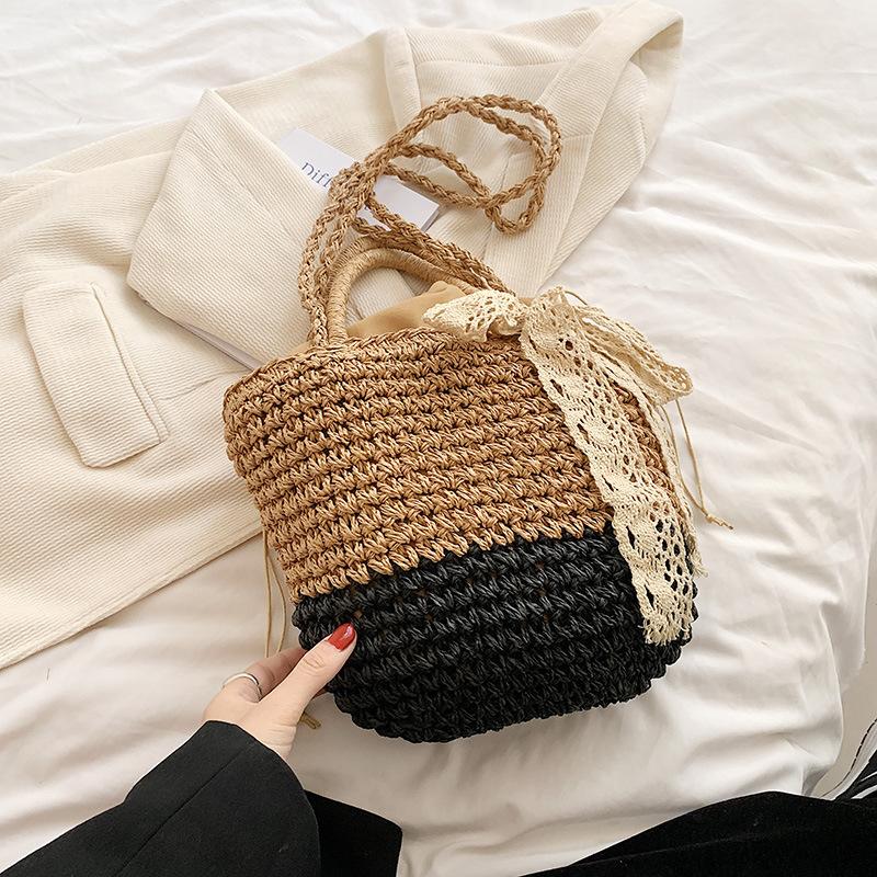 Holiday Style Straw Woven Bag Women's Summer New Large-capacity Woven Messenger Bag Portable Vegetable Basket Beach Bag