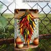 2D Flat 1pc Vintage Chili Pepper Harvest Metal Wall Art-12x8 Inch Rustic Aluminum Tin Sign with Vibrant Red, Green, Yellow, Orange & Chili Peppers