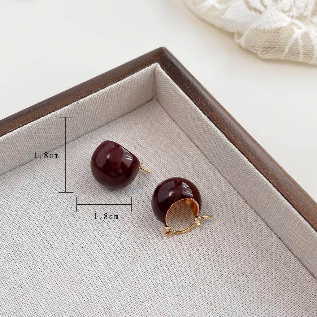 Ancola Red Drop Earrings: Women's Retro Chic, Fair-Skin Enhancing, Luxury Ear Jewelry.
