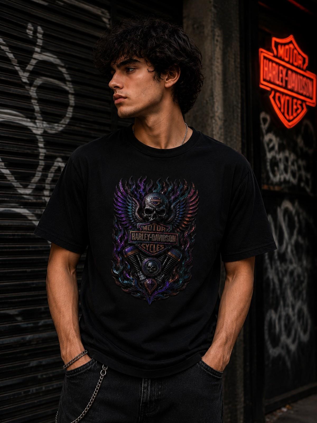 Harley-Davidson Phantom Wings - Skull Engine T-Shirt- XXXL