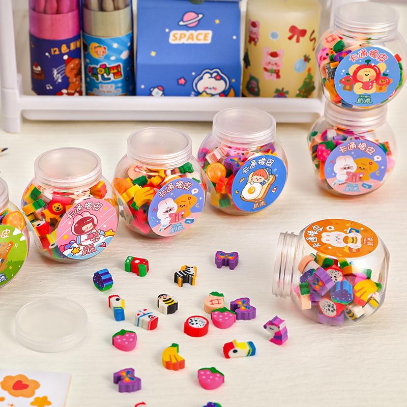 Cartoon Mini Erasers - 50 Assorted Pieces for Kindergarten and Primary School Supplies
