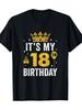 18. Geburtstag T-Shirt für Glitzernde Zahl 18 mit Ballons Konfetti-Print Schwarz mit 18. Geburtstag Party Outfit Bequem Rund