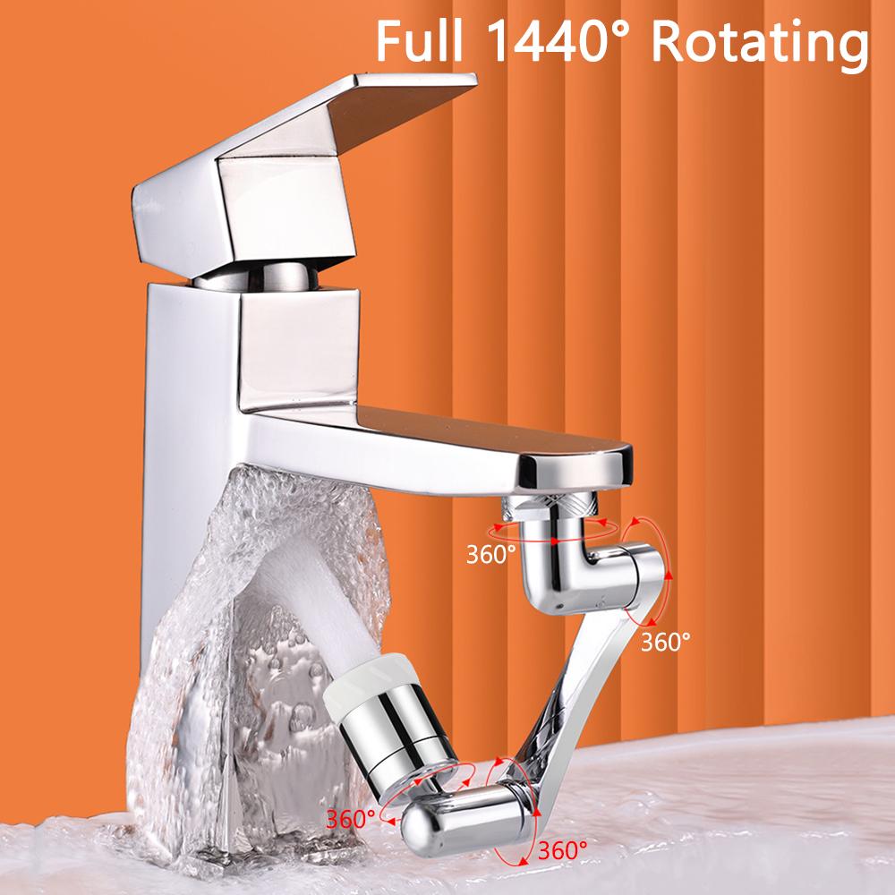 Einstellbarer Wasserfilter-Sprudeldusche mit zwei Modi, 1440° drehbar, Wasserhahn-Adapterverlängerung, 24 mm Außendurchmesser, drehbarer Wasserhahn, 20 mm/22 mm Innendurchmesser