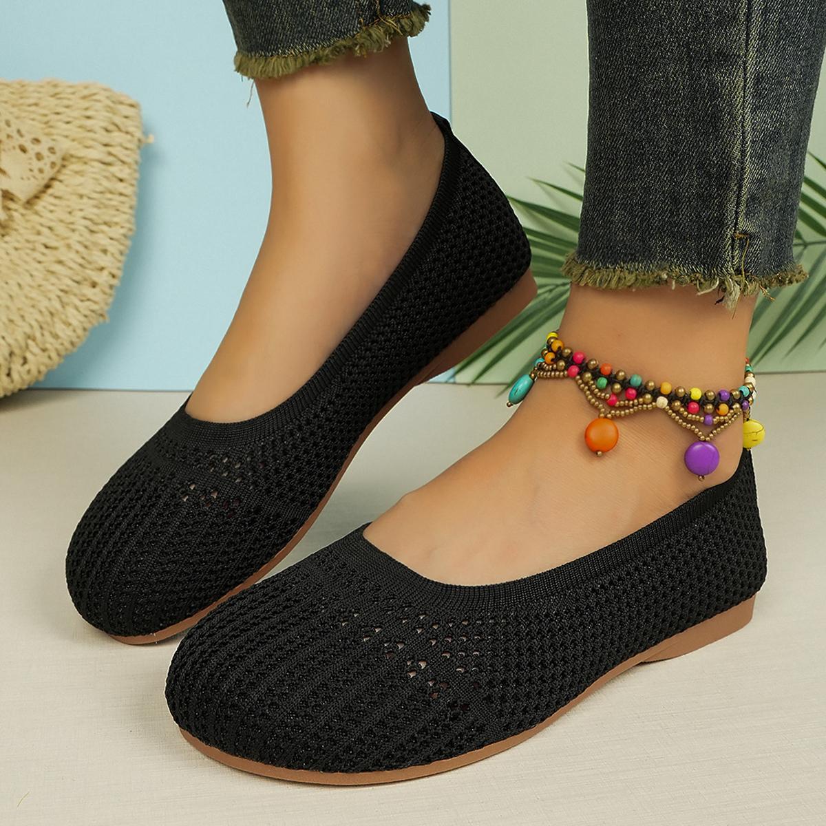 

Женские туфли на плоской подошве 2024 года, новые весенне-летние мокасины на плоской подошве, сетчатые дышащие туфли с неглубоким носком и мягкой подошвой для женщин, Zapatos De Mujer 42 чёрный