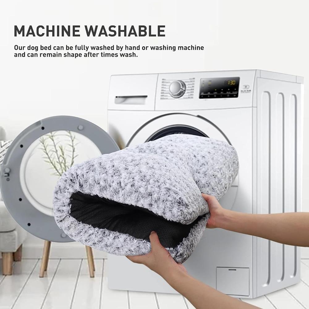 Washable Dog Bed Deluxe Plush Dog Crate Beds Fulffy Comfy Kennel Pad Anti-Slip Pet Sleeping Mat for Large, Jumbo, Medium