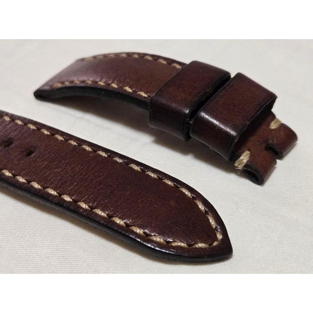 Used 22mm Custom Made Leather Strap Watch Brown Panerai Third Diver