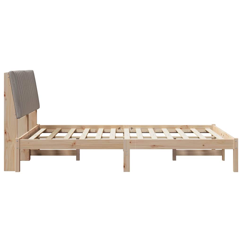 Bed Frame with Headboard Brown 135 X 190 Cm Solid Pine Wood