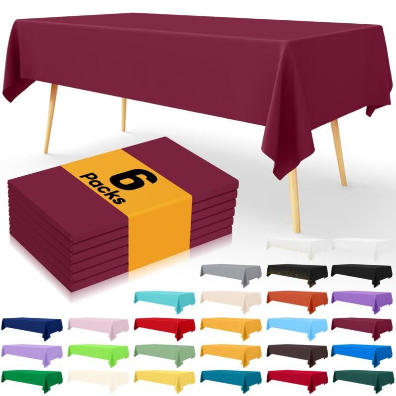 Homaxy Versatile Disposable Table Cloth  Plastic Waterproof Tablecloth Decorative Rectangle Table Covers of Party Camping Picnic