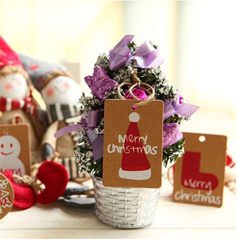 50pcs/set Baking Packaging Christmas Kraft Paper Santa Claus Tag Card for DIY Christmas Party Decor