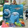 3D Fashion Dolphin Printed Four Seasons Blanket Sofa Cover Travel Bed Plush Blanket Travel Office Break Blanket Birthday Gift