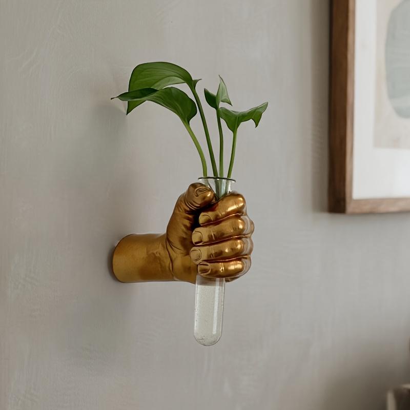 [Moderne Harzvase] 1 Stück Zeitgenössische Geometrische Harz-Wandvase | Handhaltendes Design Wandmontierter Blumenhalter für Moderne Heim- & Hoteldekoration