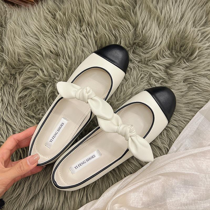 Inner heightening version~ Leather bow thick-soled Mary Jane single shoes women's thick heel wedge heel small leather shoes high heels ladyshoes