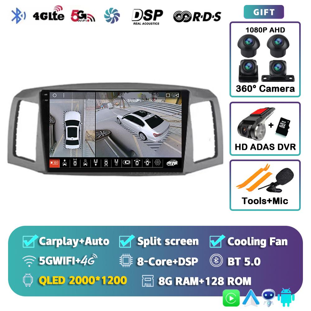 Android 14 Carplay Auto 4G For Jeep Grand Cherokee 2004 2005 2006 2007 Car Radio GPS Multimedia Video Player DSP Stereo No 2Din