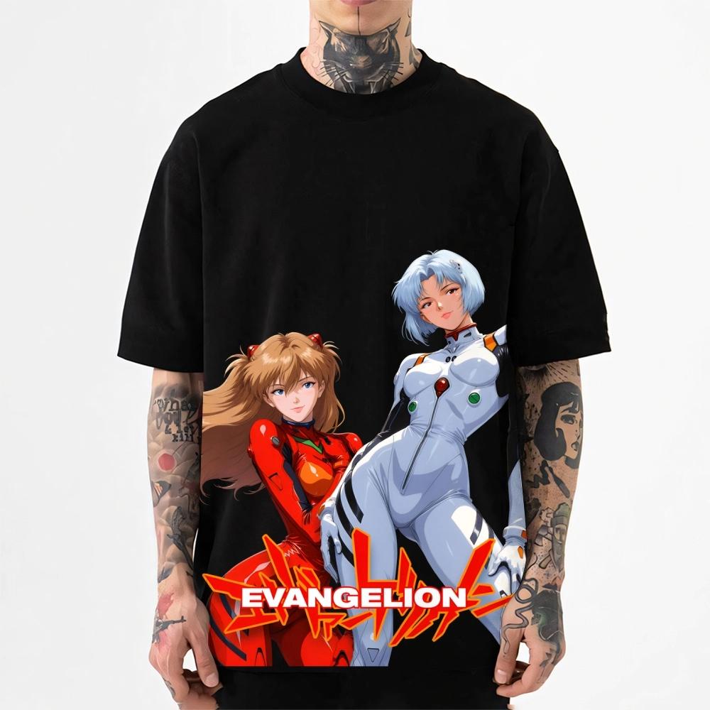 

2026 New Evangelion Girl Print T-shirt Short Sleeve T-shirt Men s and Women s T-shirt Men s Tops Harajuku Streetwear S разноцветный