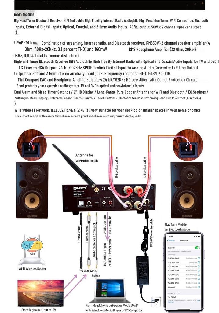 Haixian ER HD Audiophile WiFi Radio Tuner & Amplifier
