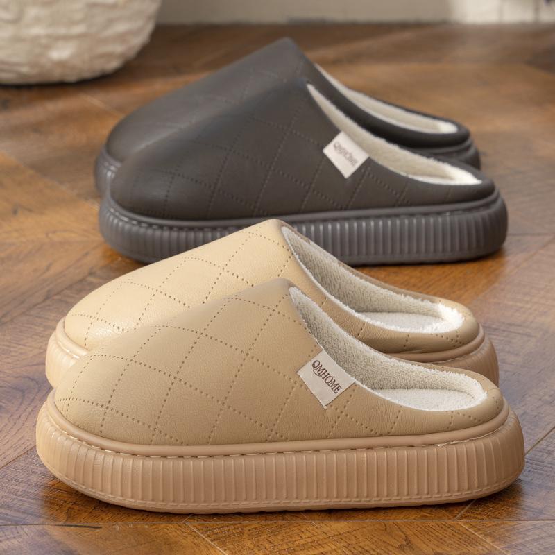 2025 Winter New Cotton Slippers Simple Household Indoor Non-slip Warm Thick Bottom