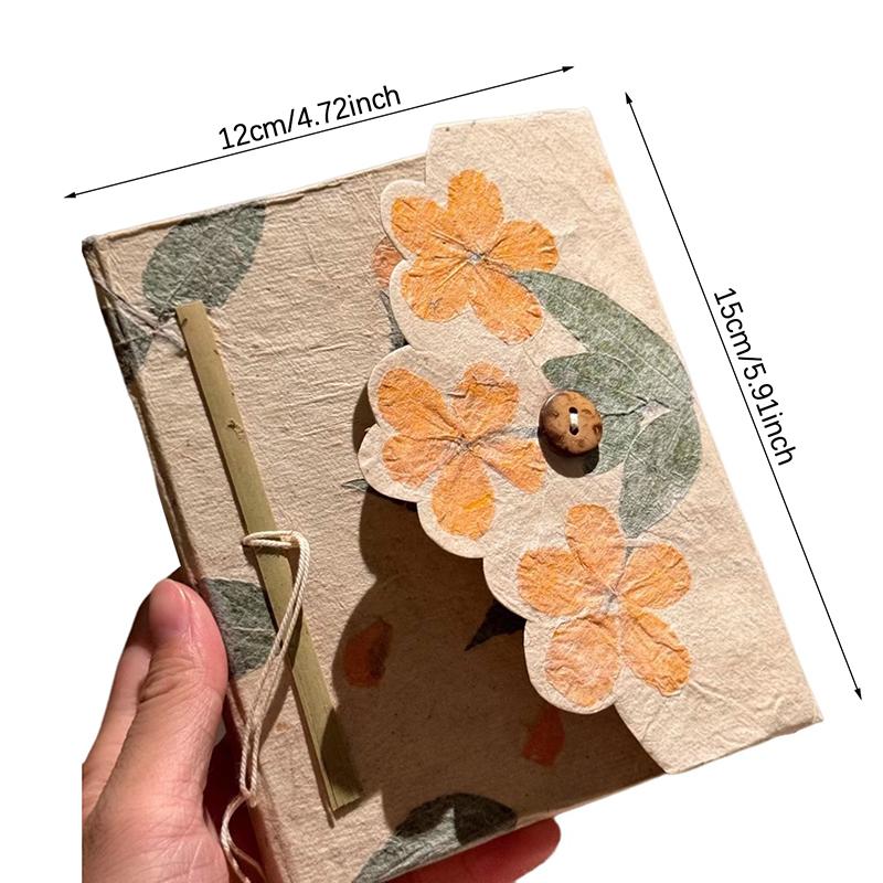 Pocket Flower Scrapbook Notebook Lokata Plant Handmade Graffiti Draw Book Dongba Paper Ledger Button Diary