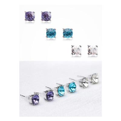Women's Square Color Cubic Set Earrings