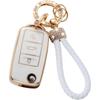 Gold-Rimmed Car Key Set with Diamond Ring Pendant Key Chain