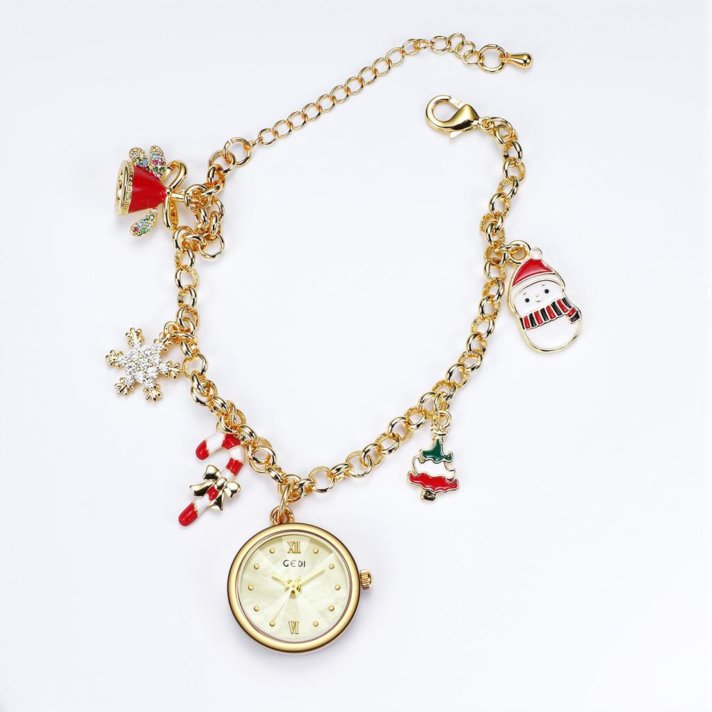 

Christmas Jewelry Watch For Women With Snowman And Deer Snowflake Pendant Design For Holiday Gift
