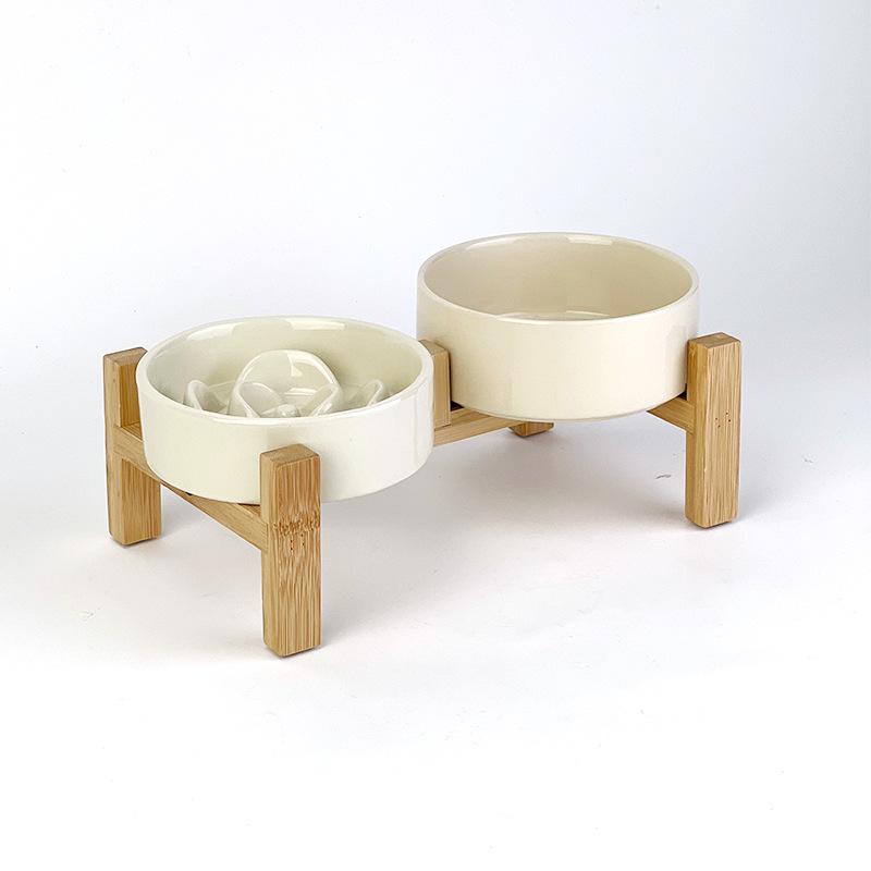 Creative Simple Solid Color Pet Bowl With Bowl Stand To Prevent Tipping Over Cat Bowl Anti-Choking Feeding Bowl Cat Water Bowl