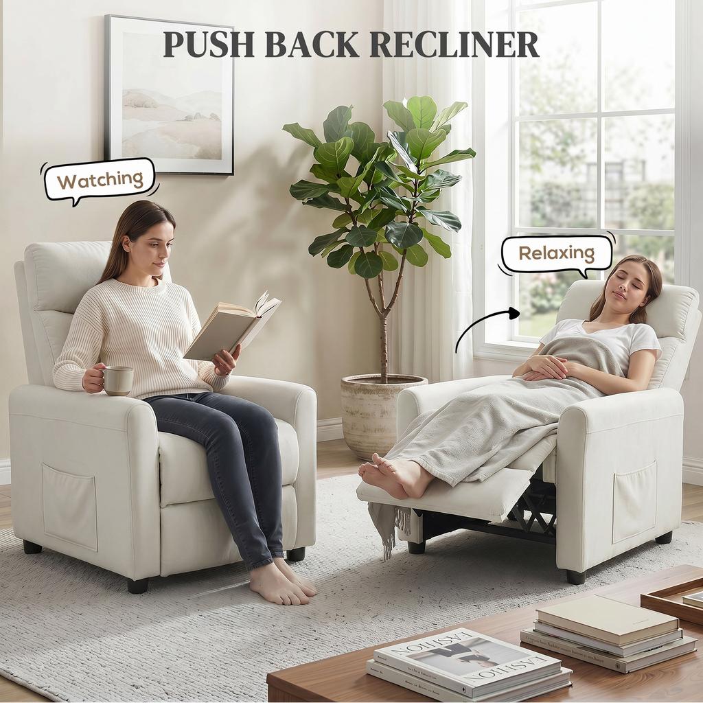 Recliner Chair TV Chair with Reclining Chair, Pocket Springs for Living Room