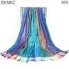 Designer Head Scarfs Ethnic Style Fringed Shawl Other Scarves & Shawls Hijab Ethicon Soie Scarf for Women