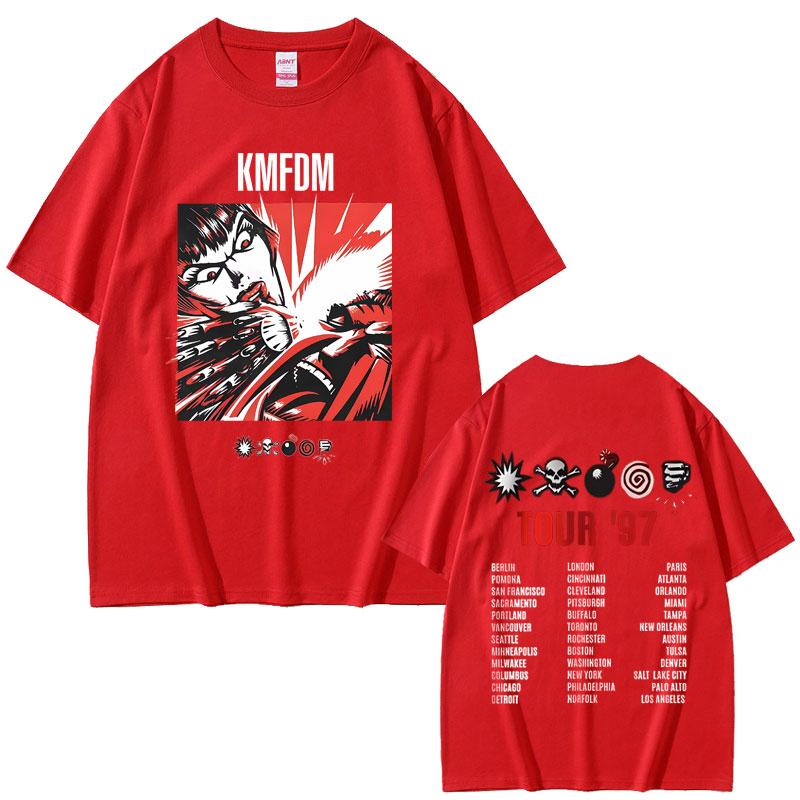 2025 Summer Rock Band Kmfdm Symbols Tour 97 Graphic Print Men Women Vintage Gothic Punk 100 Pure Cotton Printed Tshirt Y2k
