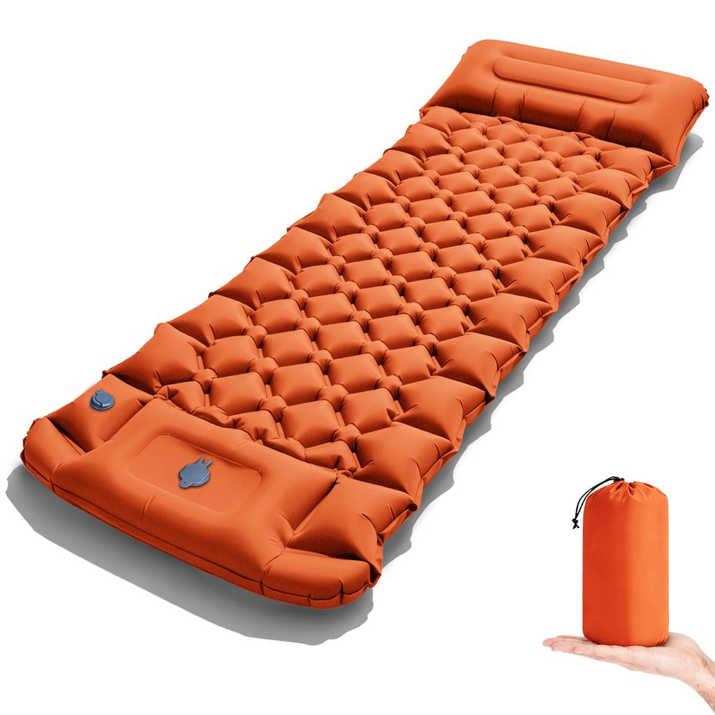 Outdoor Camping Inflatable Mattress, Foot Step On Automatic Inflatable Mattress, Press Rhombus TPU with Pillow Camping Tent Sleeping Mat
