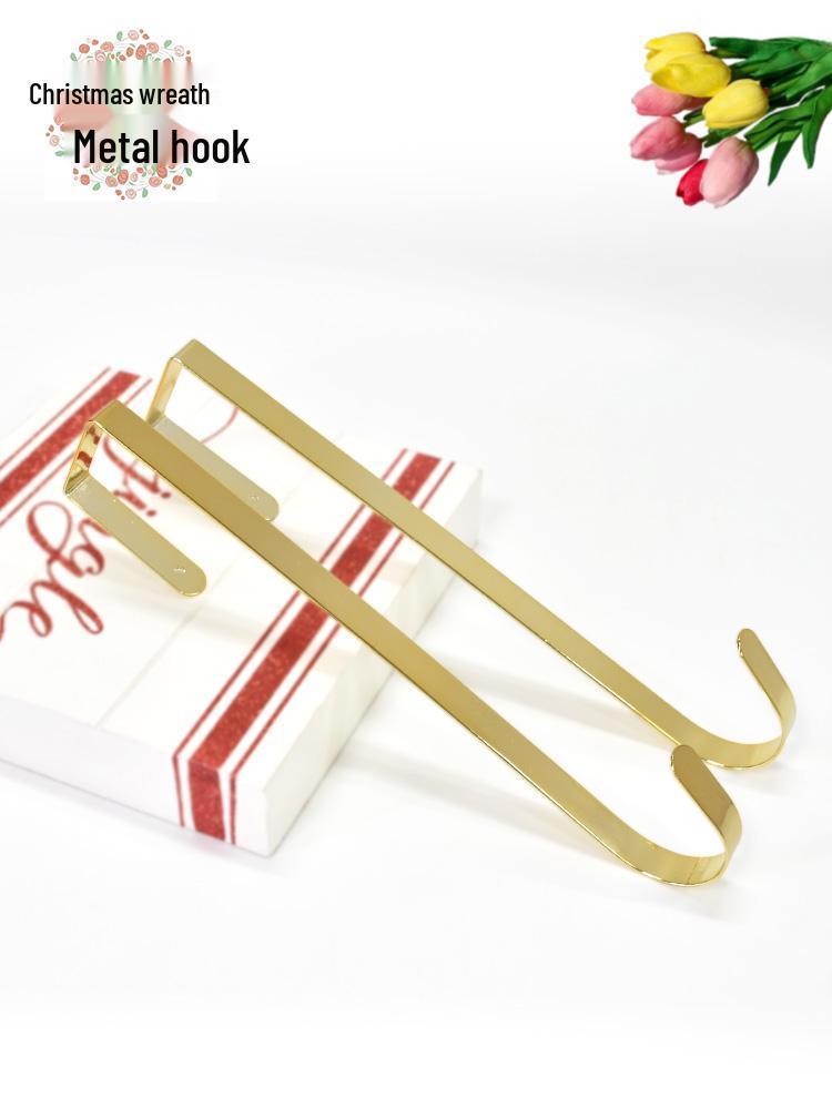 Golden Wrought Iron Christmas Wreath and Stocking Hook