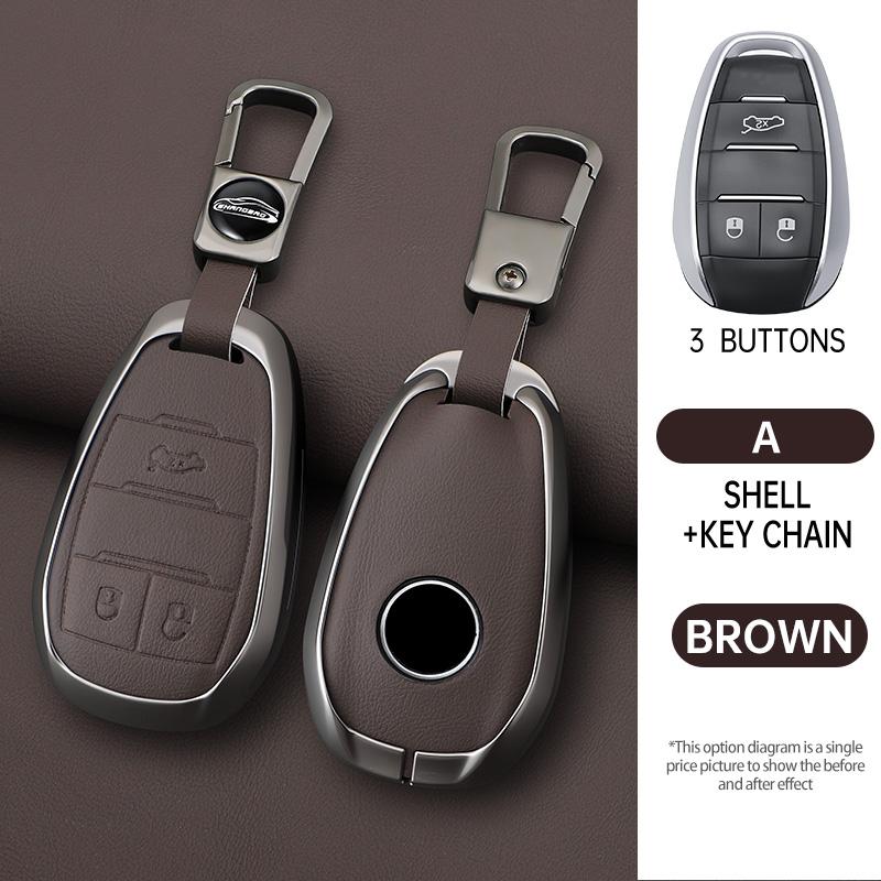 Metal Leather Car Smart Key Case Cover for Alfa Romeo Giulia 2015 +Stelvio 2016+ Spider Etcetera Protector Shell