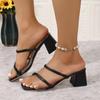 Fashion Women Elegant Sandals with Medium Heel Thick Heel Women 2025 Summer New Luxury Sandals with Open Toe Designer Shoes for Women