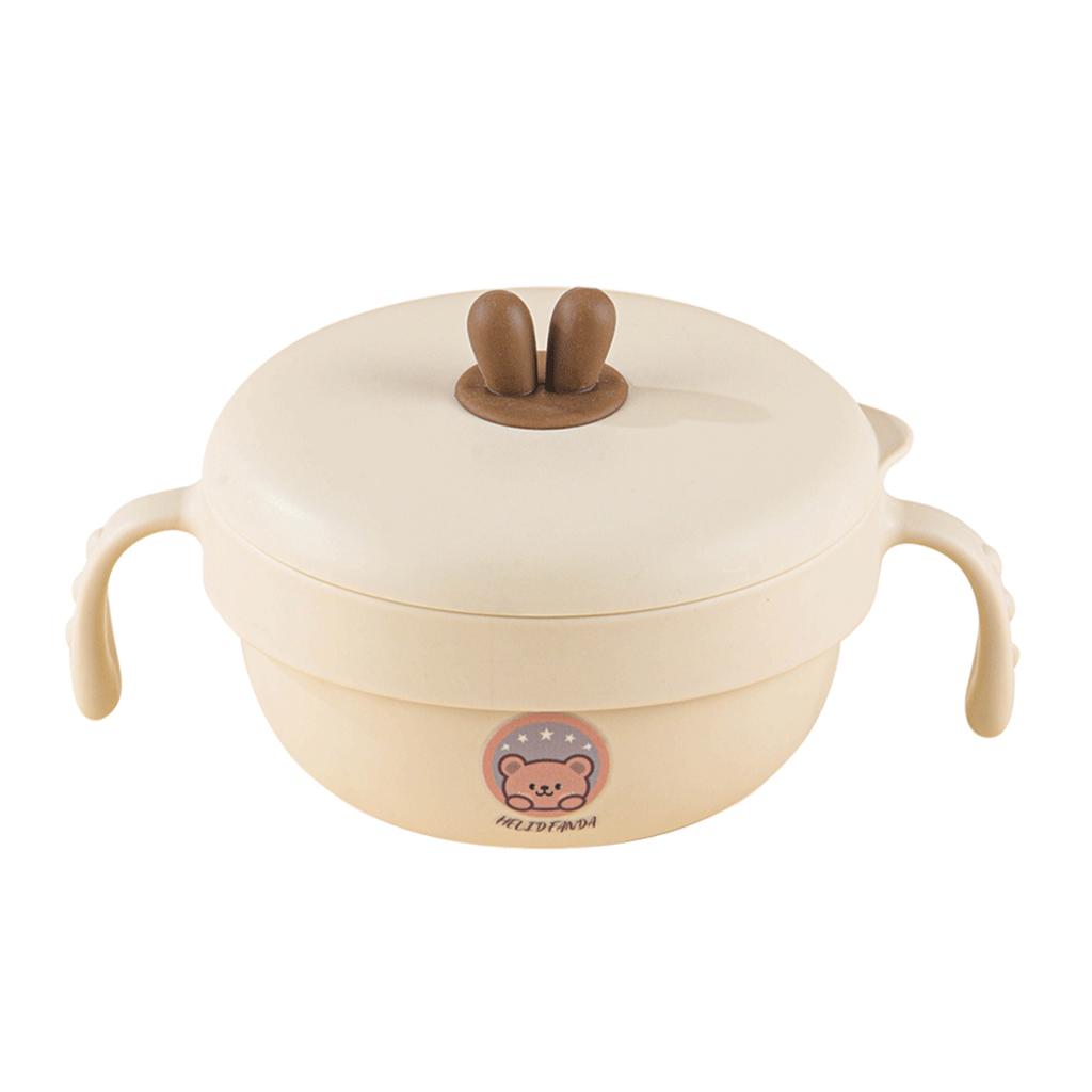 316 Stainless Steel Rice Bowl Children Tableware Anti-scald Food Container With Cutlery Double Handle Kid Feeding Bowl