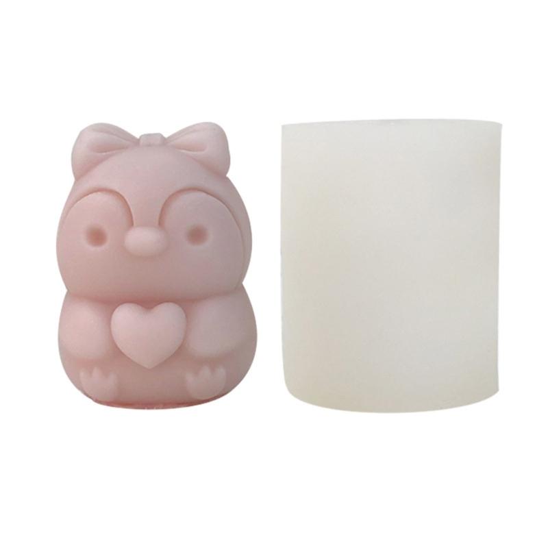 Silicone Mould 3D Love Penguins Candle Molds Cartoon Penguins Casting Molds Soap Baking Molds for Fondant Decorations 1