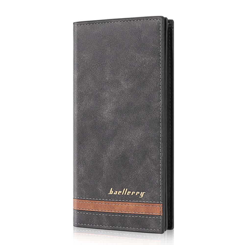 Baellerry Men's Billfold RFID Long Wallet Card Holder with Multiple Card Slots Fashion Suit Bag Patchwork Coin Purse