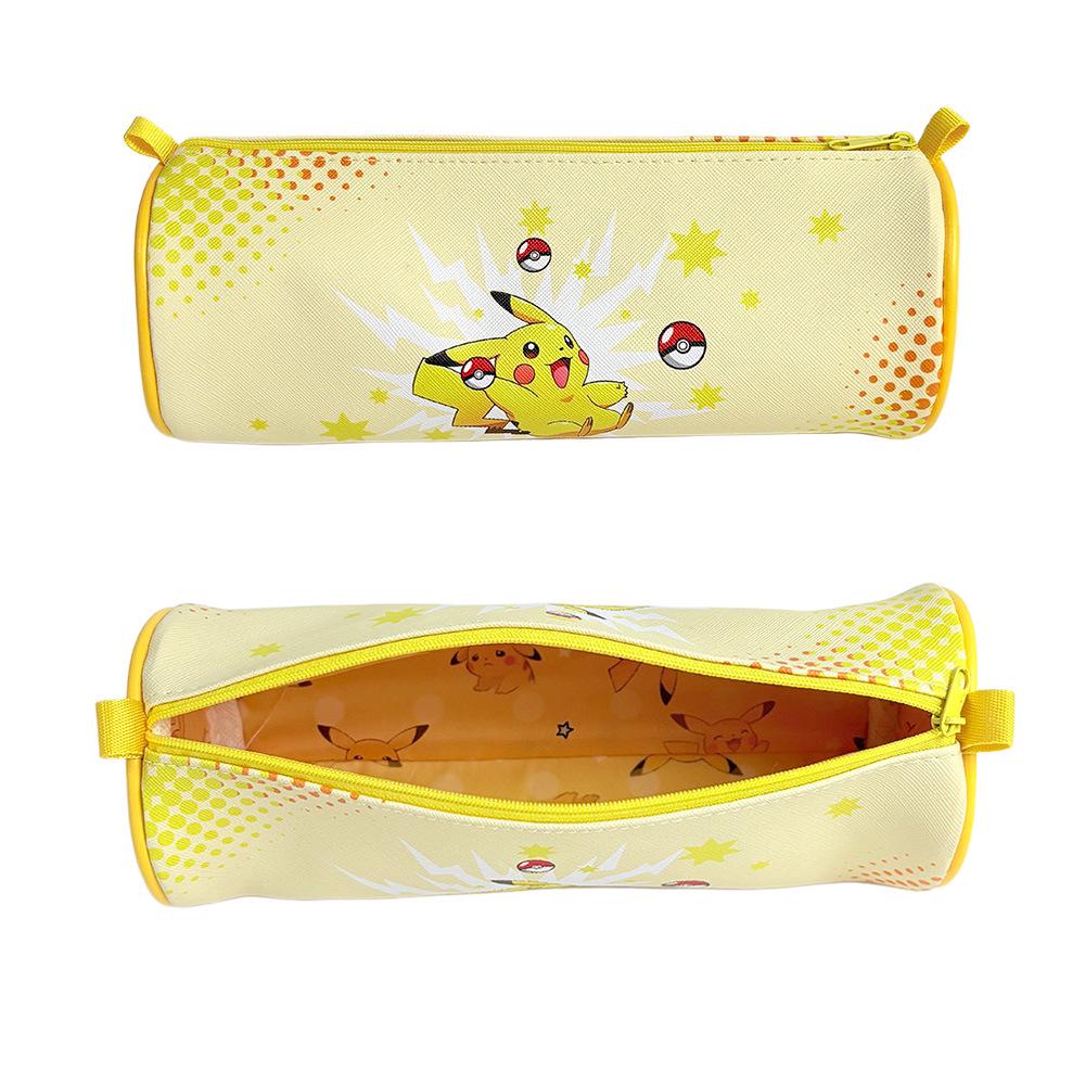 Round Barrel Cartoon PU Pencil Case - Large Capacity, Thick Lining, Perfect for Kids' Stationery Storage