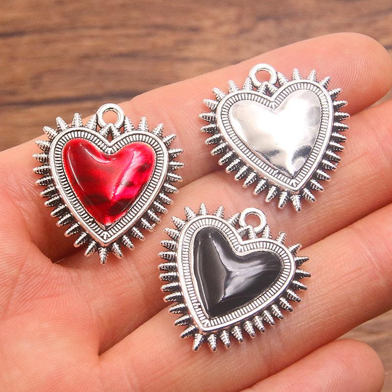 10Pcs 25X27mm Retro Gothic Peach Heart Pendant DIY Jewelry Accessories