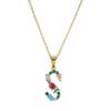 Colourful Crystal CZ 26 Capital Initial Letters Pendant Necklace For Women Gold Pendant Necklace Initial Jewelry