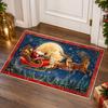 Santa Claus Gift Christmas Welcome Doormat Holly Berry Star Non‑Slip Entryway Rug Winter Holiday Front Door Home Decoration Mat