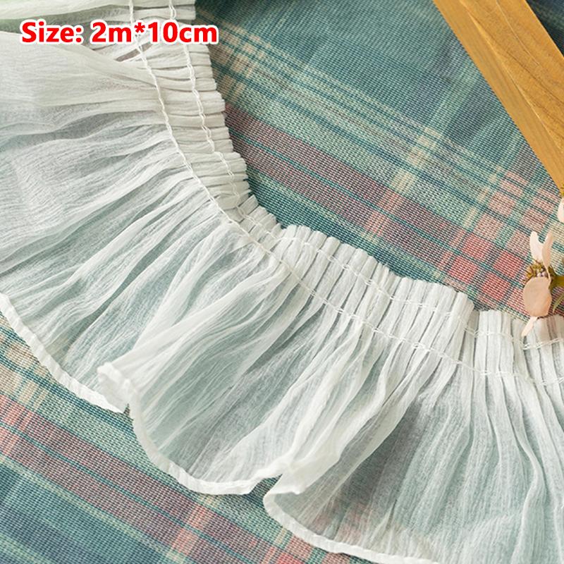2M Chiffon Plissee Spitze Fransen 9/10/12CM Bandbesatz Zum Nähen Handarbeit Zubehör Röcke Kleidung DIY Basteln